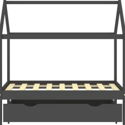 Niños vidaXL Mobiliario Para Bebés Y Niños Pequeños-Estructura de cama infantil y cajón madera pino gris 70x140cm