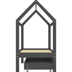 Niños vidaXL Mobiliario Para Bebés Y Niños Pequeños-Estructura de cama infantil y cajón madera pino gris 70x140cm