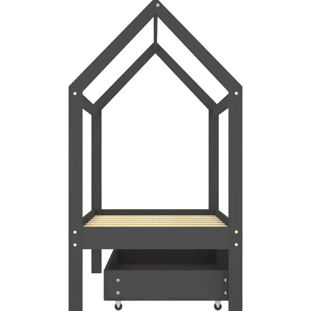 Niños vidaXL Mobiliario Para Bebés Y Niños Pequeños-Estructura de cama infantil y cajón madera pino gris 70x140cm