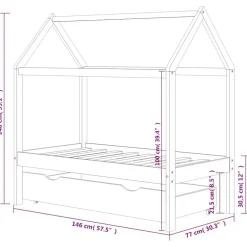 Niños vidaXL Mobiliario Para Bebés Y Niños Pequeños-Estructura de cama infantil y cajón madera pino gris 70x140cm