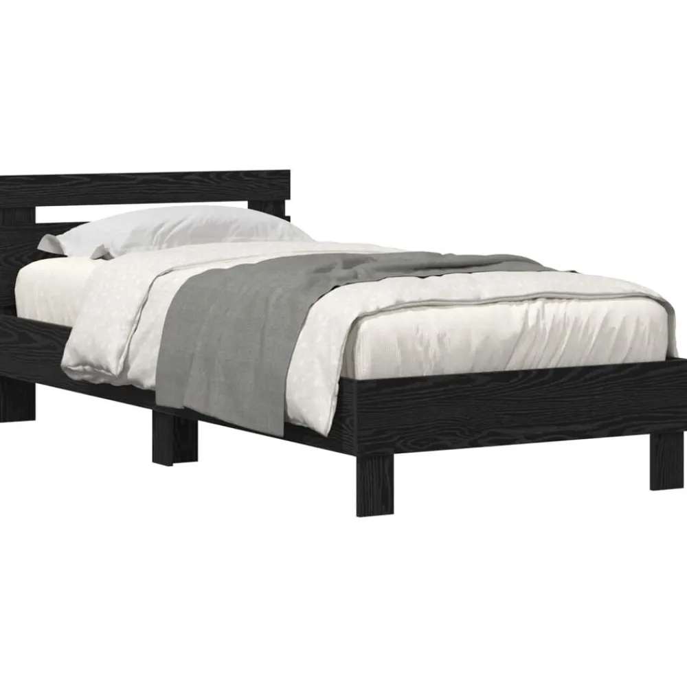 vidaXL Estructura de cama con LED 100 x 200 cm Roble negro Hot