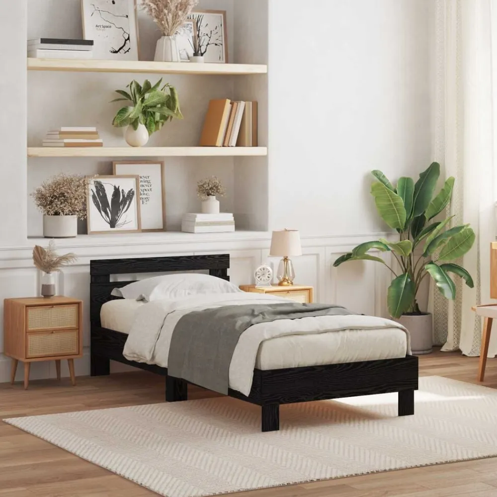 vidaXL Estructura de cama con LED 100 x 200 cm Roble negro Hot