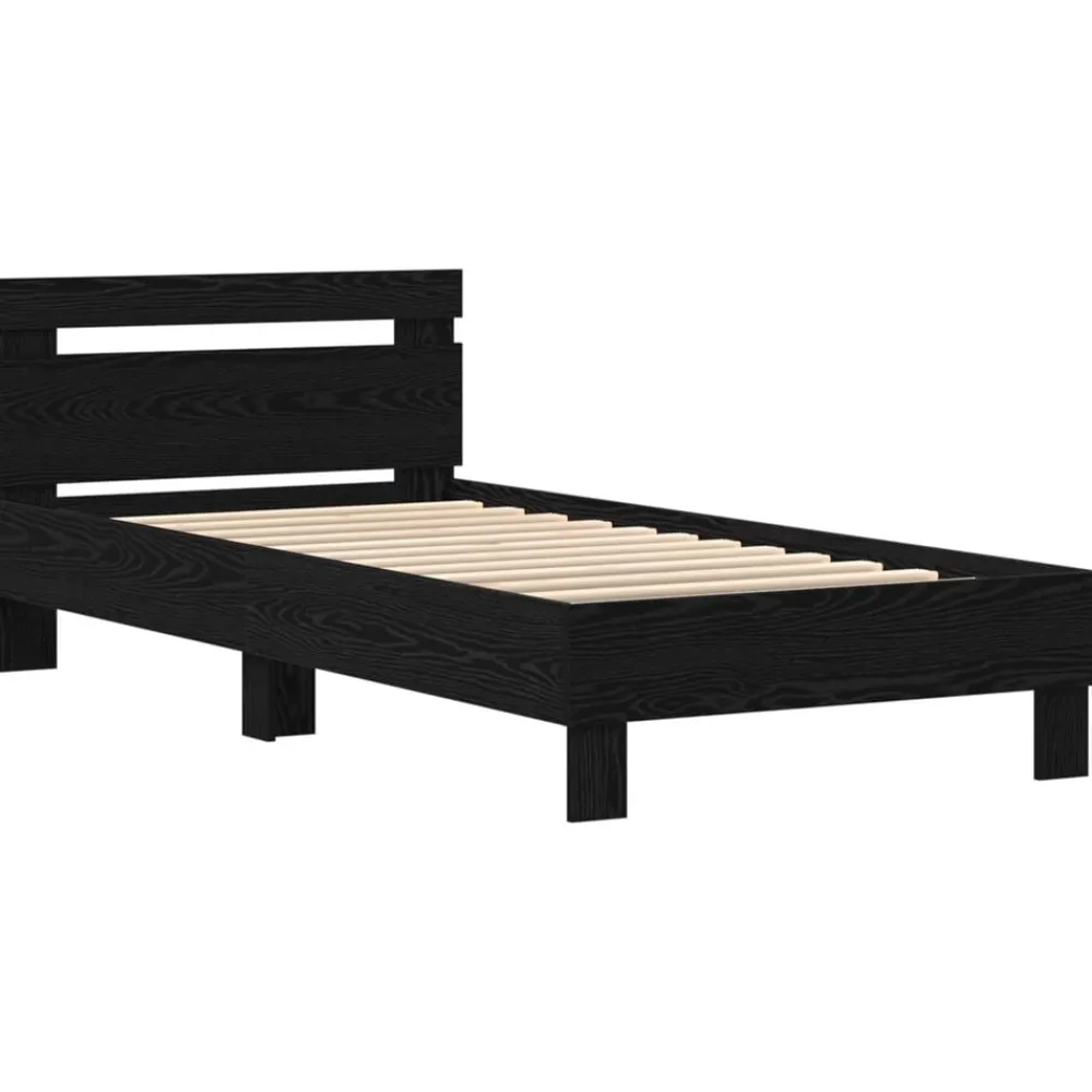 vidaXL Estructura de cama con LED 100 x 200 cm Roble negro Hot