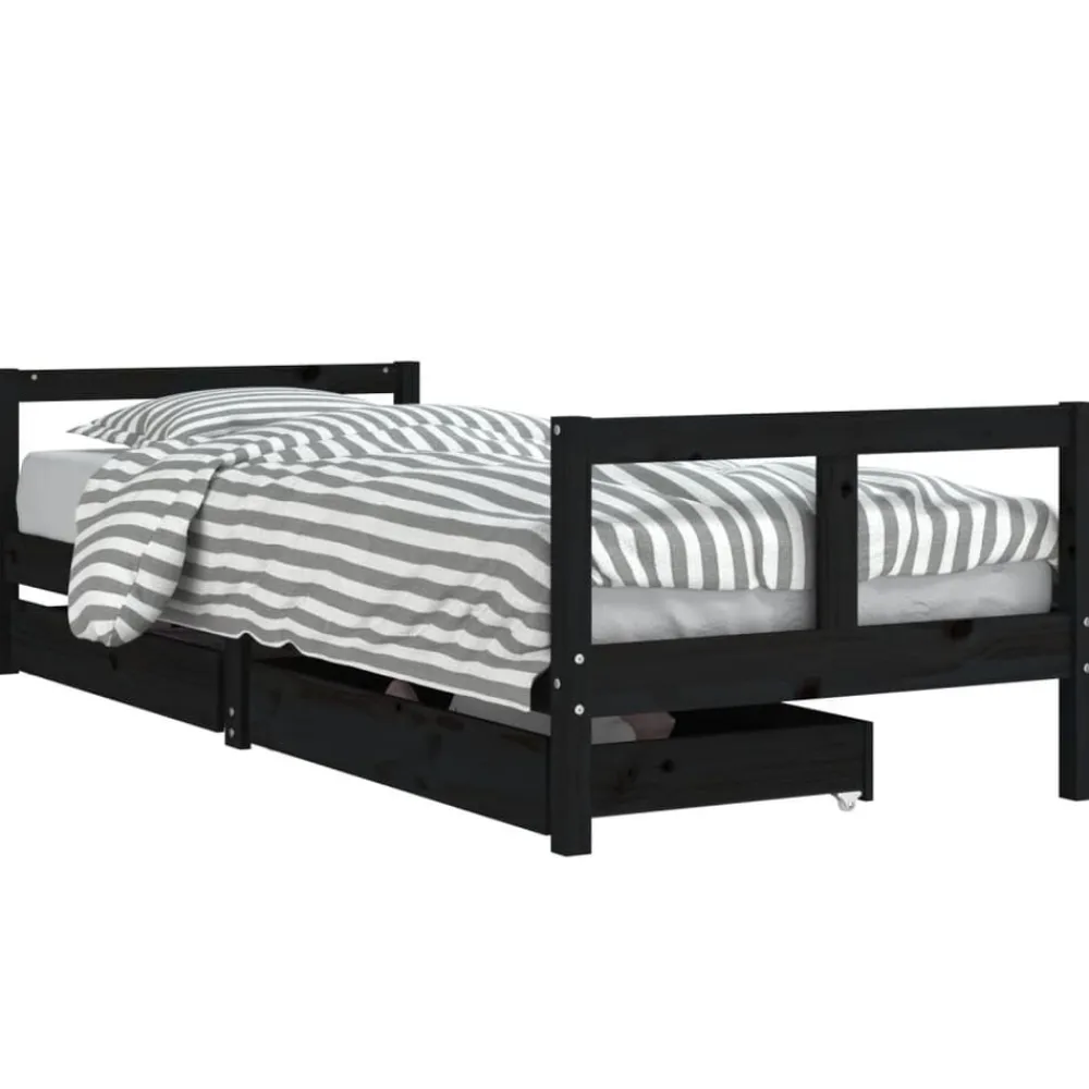 Niños vidaXL Mobiliario Para Bebés Y Niños Pequeños-Estructura de cama niños con cajones madera pino 80x200cm