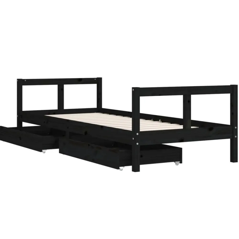 Niños vidaXL Mobiliario Para Bebés Y Niños Pequeños-Estructura de cama niños con cajones madera pino 80x200cm