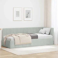 vidaXL Estructura de cama en esquina 80 cm x 200 cm Gris claro Clearance