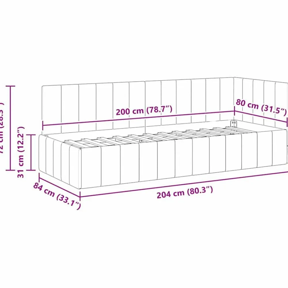 vidaXL Estructura de cama en esquina 80 cm x 200 cm Gris claro Clearance