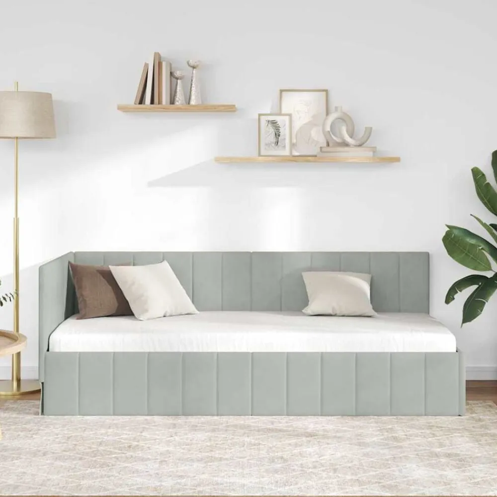 vidaXL Estructura de cama en esquina 80 cm x 200 cm Gris claro Clearance