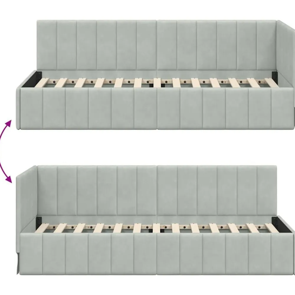 vidaXL Estructura de cama en esquina 80 cm x 200 cm Gris claro Clearance