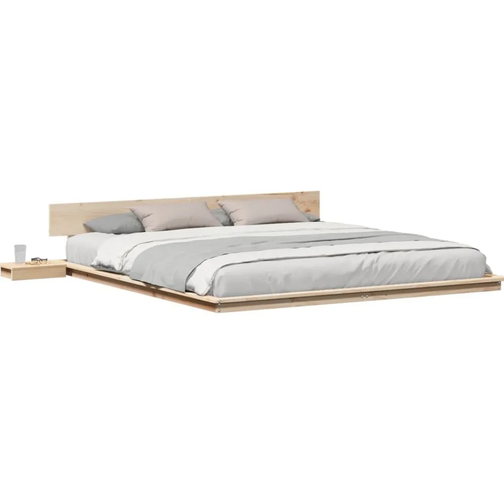 vidaXL Estructura de cama Marrón 200 x 200 cm Madera Natural Discount