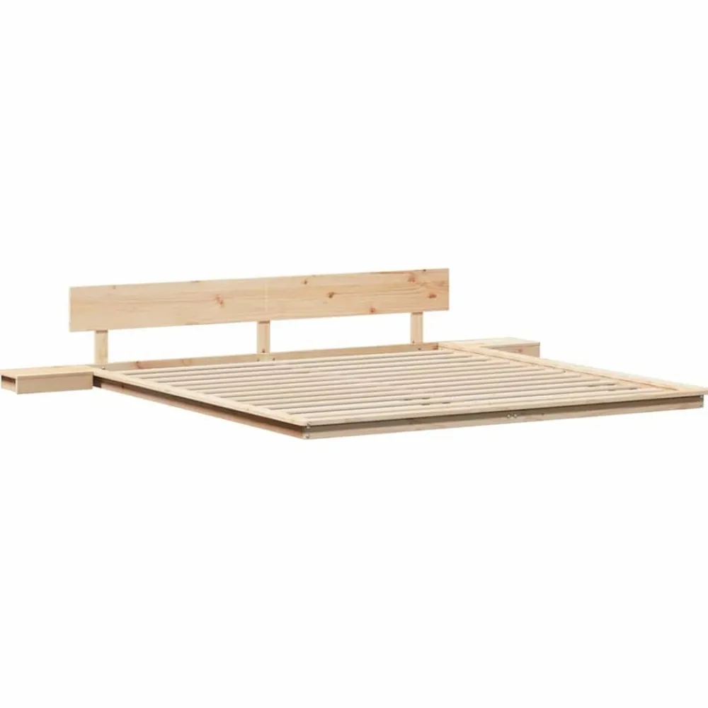 vidaXL Estructura de cama Marrón 200 x 200 cm Madera Natural Discount