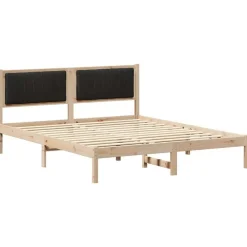 vidaXL Estructura de Cama con Cabecera Tapizada Negro 160 x 200 cm Marr&oacute;n y negro Hot