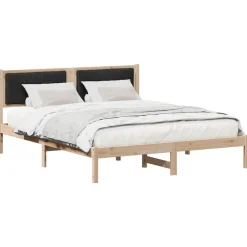 vidaXL Estructura de Cama con Cabecera Tapizada Negro 160 x 200 cm Marr&oacute;n y negro Hot