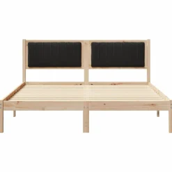 vidaXL Estructura de Cama con Cabecera Tapizada Negro 160 x 200 cm Marr&oacute;n y negro Hot