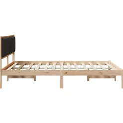 vidaXL Estructura de Cama con Cabecera Tapizada Negro 160 x 200 cm Marr&oacute;n y negro Hot