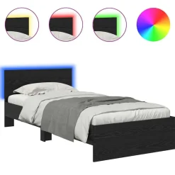 vidaXL Estructura de cama con cabecera 100 x 200 cm Roble negro Hot