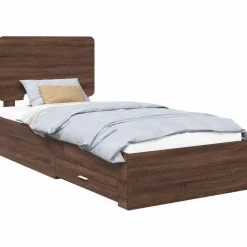 vidaXL Estructura de cama con cabecera Roble Marrón 100 x 200 cm Marrón roble Hot