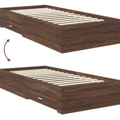 vidaXL Estructura de cama con cabecera Roble Marrón 100 x 200 cm Marr&oacute;n roble Hot
