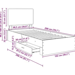 vidaXL Estructura de cama con cabecera Roble Marrón 100 x 200 cm Marr&oacute;n roble Hot