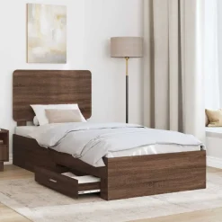 vidaXL Estructura de cama con cabecera Roble Marrón 100 x 200 cm Marr&oacute;n roble Hot