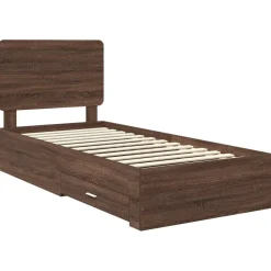 vidaXL Estructura de cama con cabecera Roble Marrón 100 x 200 cm Marr&oacute;n roble Hot