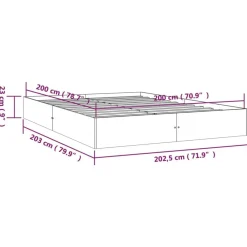 vidaXL Camas Y Accesorios-Estructura de cama sin colchón madera maciza 200x200 cm