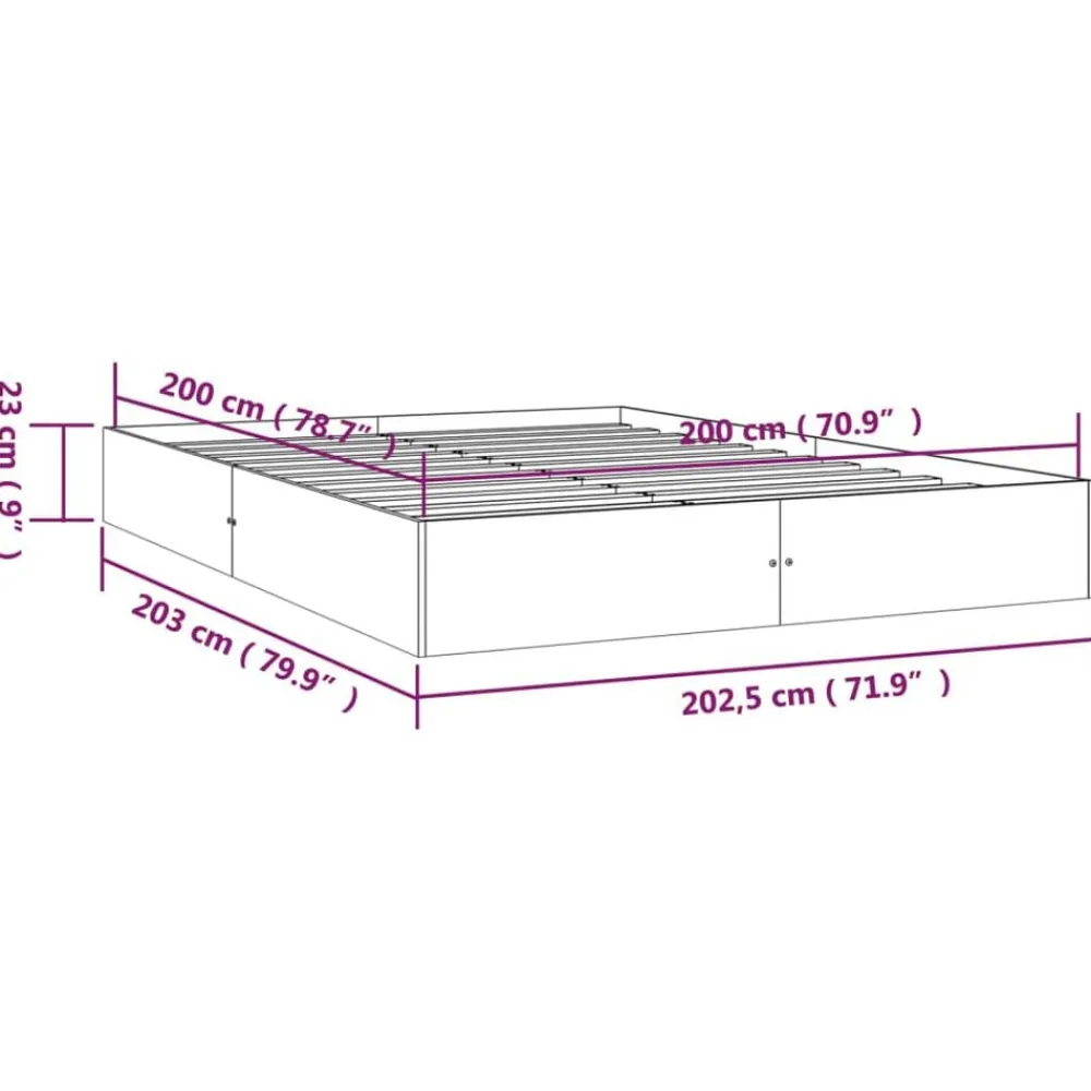 vidaXL Camas Y Accesorios-Estructura de cama sin colchón madera maciza 200x200 cm