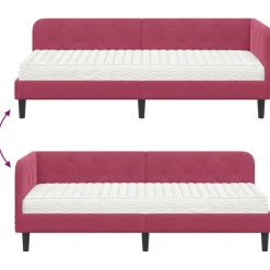 vidaXL Camas Y Accesorios-Estructura de cama en esquina Rojo vino 80 x 200 cm Terciopelo