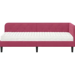 vidaXL Camas Y Accesorios-Estructura de cama en esquina Rojo vino 80 x 200 cm Terciopelo
