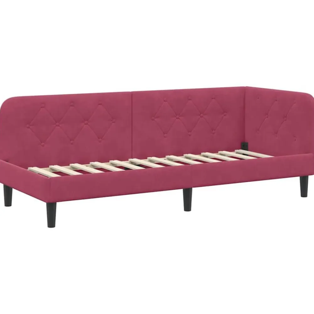 vidaXL Camas Y Accesorios-Estructura de cama en esquina Rojo vino 80 x 200 cm Terciopelo