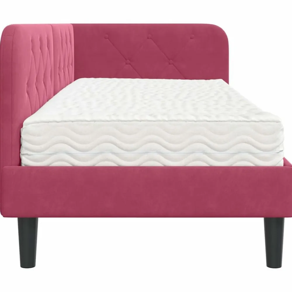 vidaXL Camas Y Accesorios-Estructura de cama en esquina Rojo vino 80 x 200 cm Terciopelo