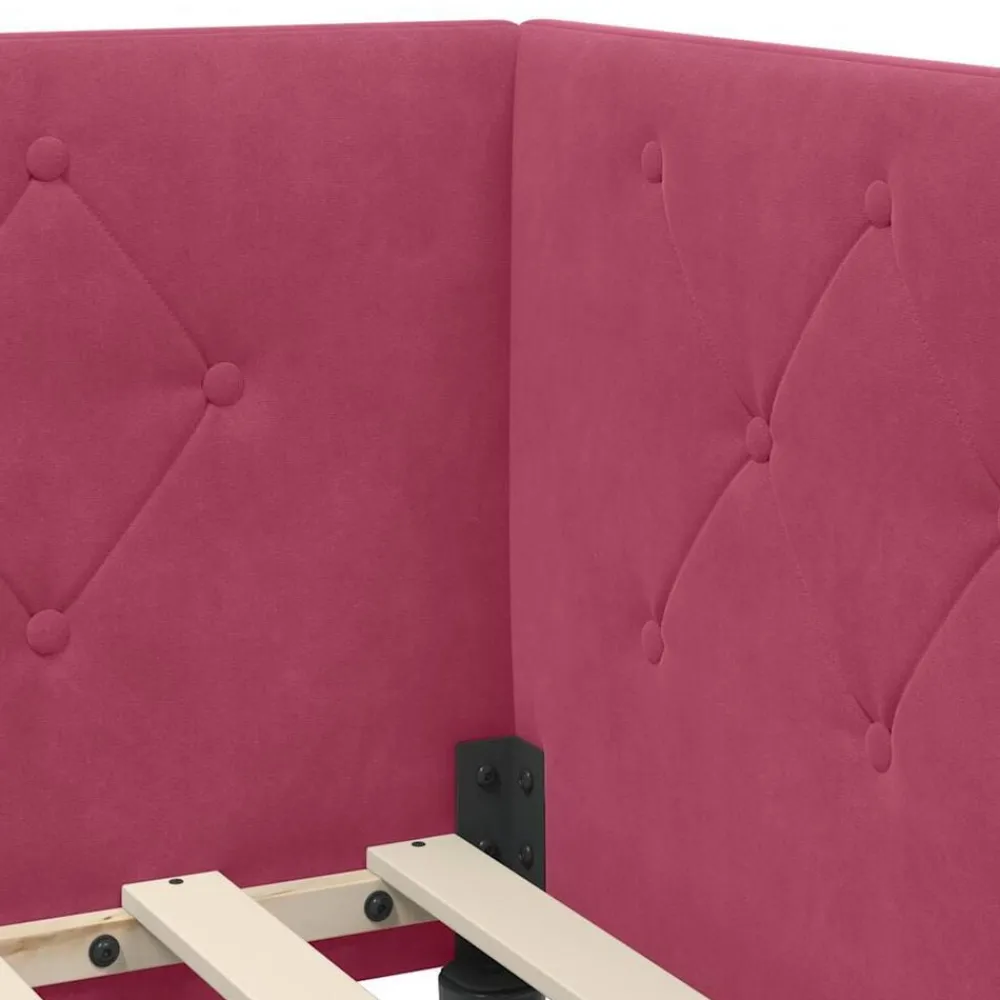 vidaXL Camas Y Accesorios-Estructura de cama en esquina Rojo vino 80 x 200 cm Terciopelo