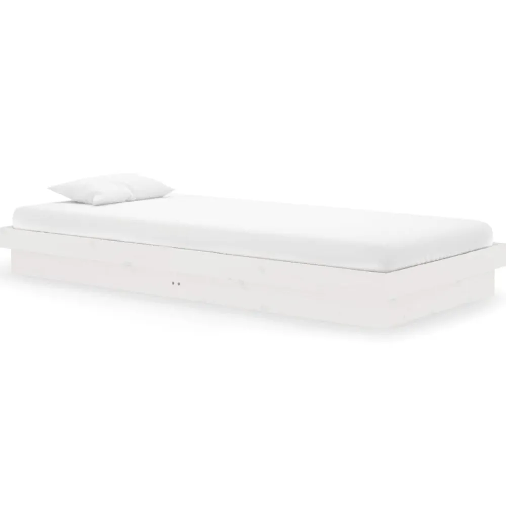 vidaXL Estructura de cama madera maciza 90x200 cm Blanco Outlet