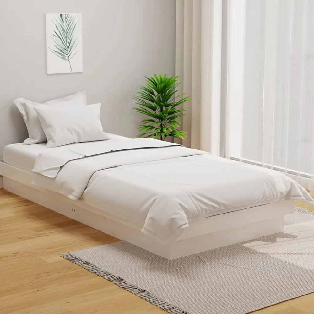 vidaXL Estructura de cama madera maciza 90x200 cm Blanco Outlet