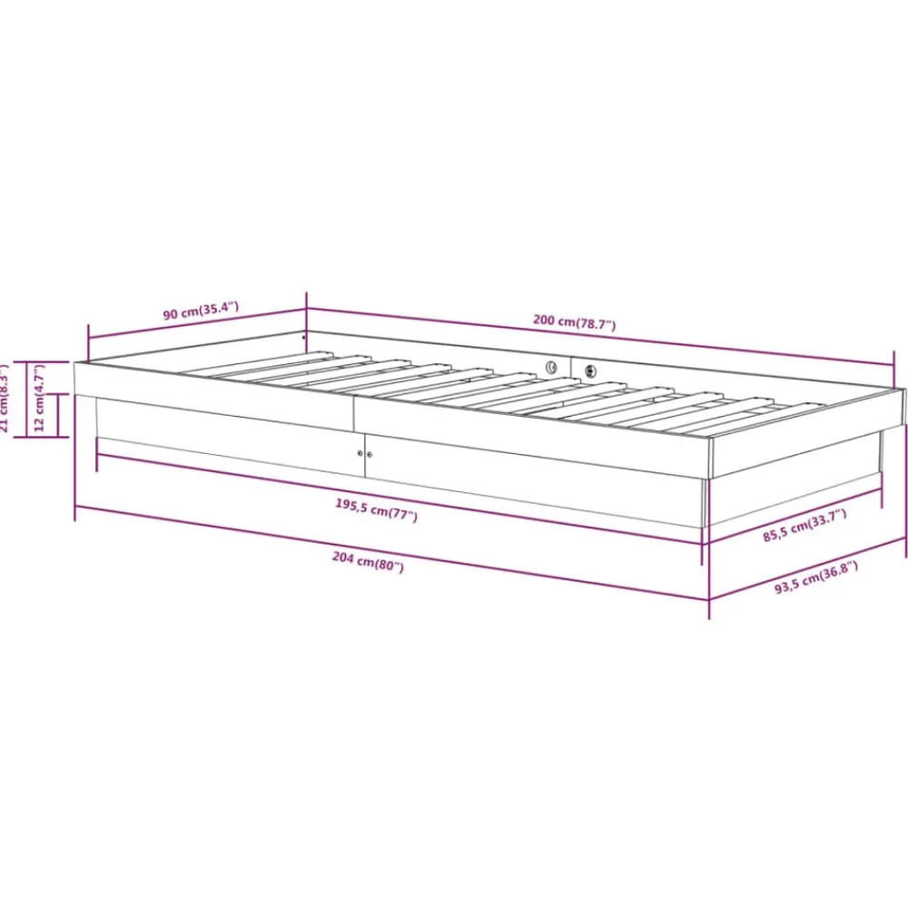 vidaXL Estructura de cama madera maciza 90x200 cm Blanco Outlet