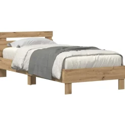 vidaXL Camas Y Accesorios-Estructura de cama con LED Roble artesanal 100 x 200 cm