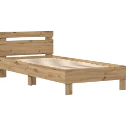 vidaXL Camas Y Accesorios-Estructura de cama con LED Roble artesanal 100 x 200 cm
