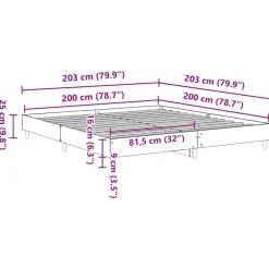 vidaXL Camas Y Accesorios-Estructura de cama sin colchón negra 200x200 cm