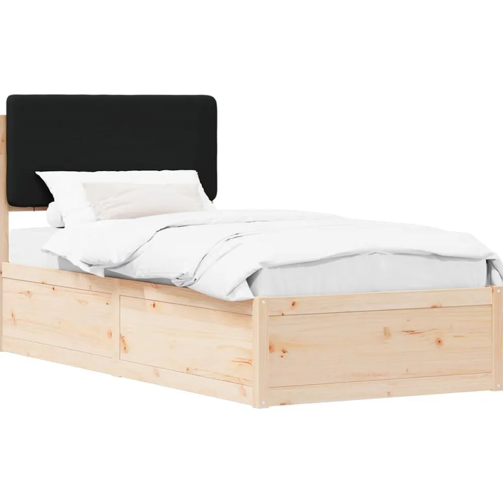 vidaXL Camas Y Accesorios-Estructura de Cama con Cabecera Tapizada Negro 100 x 200 cm