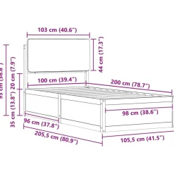 vidaXL Camas Y Accesorios-Estructura de Cama con Cabecera Tapizada Negro 100 x 200 cm