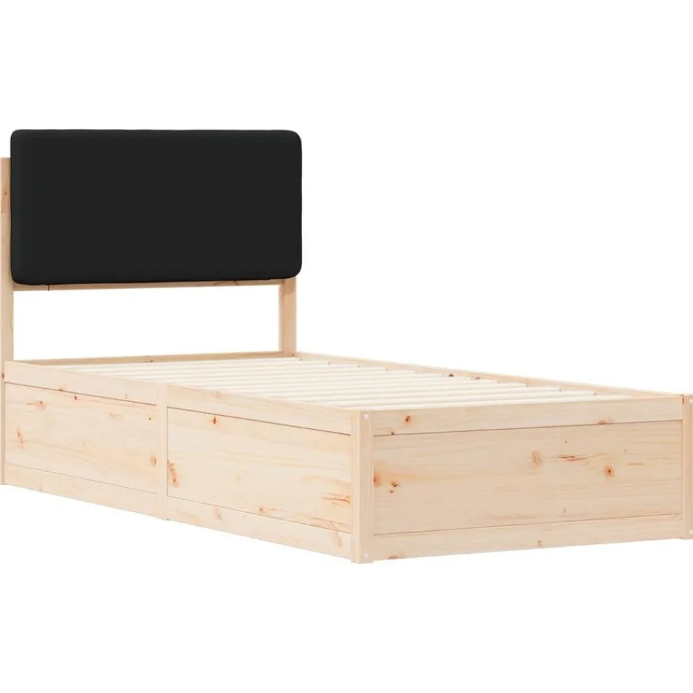 vidaXL Camas Y Accesorios-Estructura de Cama con Cabecera Tapizada Negro 100 x 200 cm