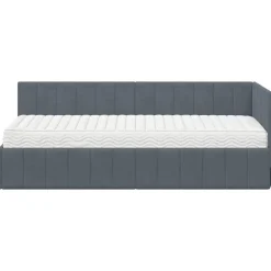 vidaXL Camas Y Accesorios-Estructura de Cama Esquina con Colchón 2 pcs Gris Terciopelo