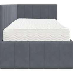 vidaXL Camas Y Accesorios-Estructura de Cama Esquina con Colchón 2 pcs Gris Terciopelo