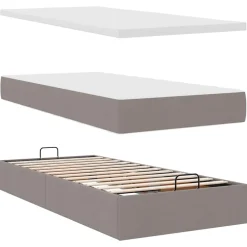 vidaXL Camas Y Accesorios-Estructura de cama otomana colchones tela gris pardo 160x200cm