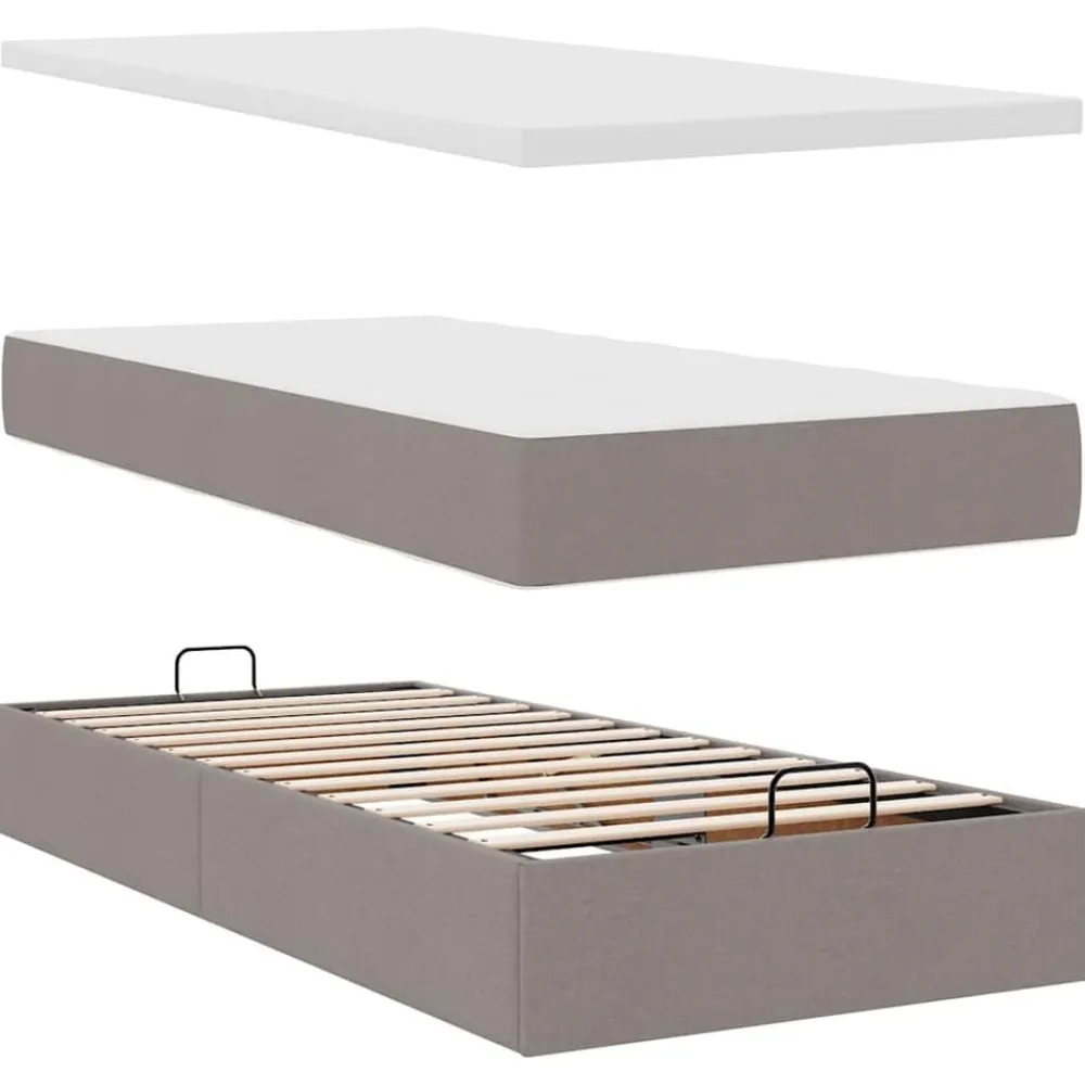 vidaXL Camas Y Accesorios-Estructura de cama otomana colchones tela gris pardo 160x200cm