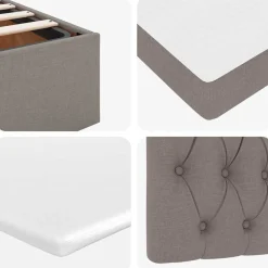 vidaXL Camas Y Accesorios-Estructura de cama otomana colchones tela gris pardo 160x200cm