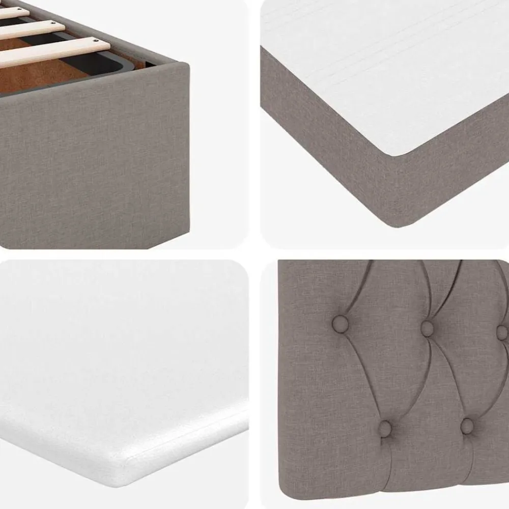 vidaXL Camas Y Accesorios-Estructura de cama otomana colchones tela gris pardo 160x200cm