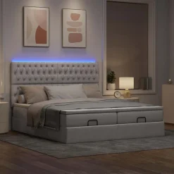 vidaXL Camas Y Accesorios-Estructura de cama otomana colchones tela gris pardo 160x200cm