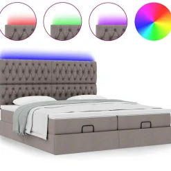 vidaXL Camas Y Accesorios-Estructura de cama otomana colchones tela gris pardo 160x200cm