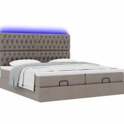 vidaXL Camas Y Accesorios-Estructura de cama otomana colchones tela gris pardo 160x200cm